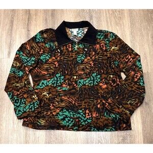 Chicos Jacket Size 3 XL Leopard Print Zenergy Colorful Travel Pockets Stretch